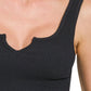 Zenana Seamless Split Neck Bra Tank Top - Farnelli