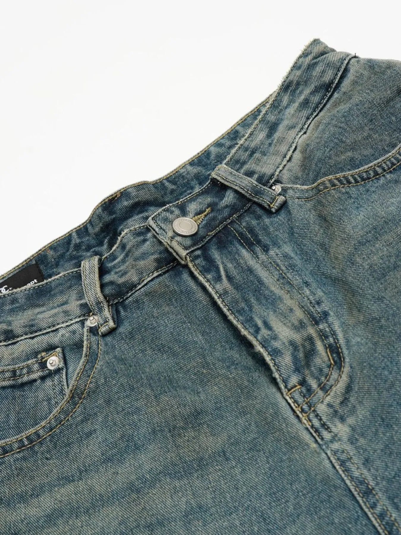 Men's Distressed Camo Patchwork Denim Shorts - Farnelli