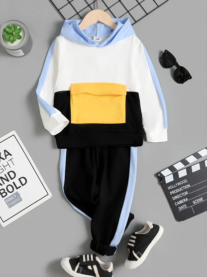 Children's Color Block Hoodie and Pants Set - Farnelli