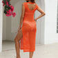 Cutout Openwork Round Neck Sleeveless Cover-Up - Farnelli