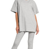 Zenana Cotton Round Neck Top & Legging Set - H GREY