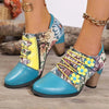 Vintage Bohemian Patchwork Ankle Boots - Peacock Blue