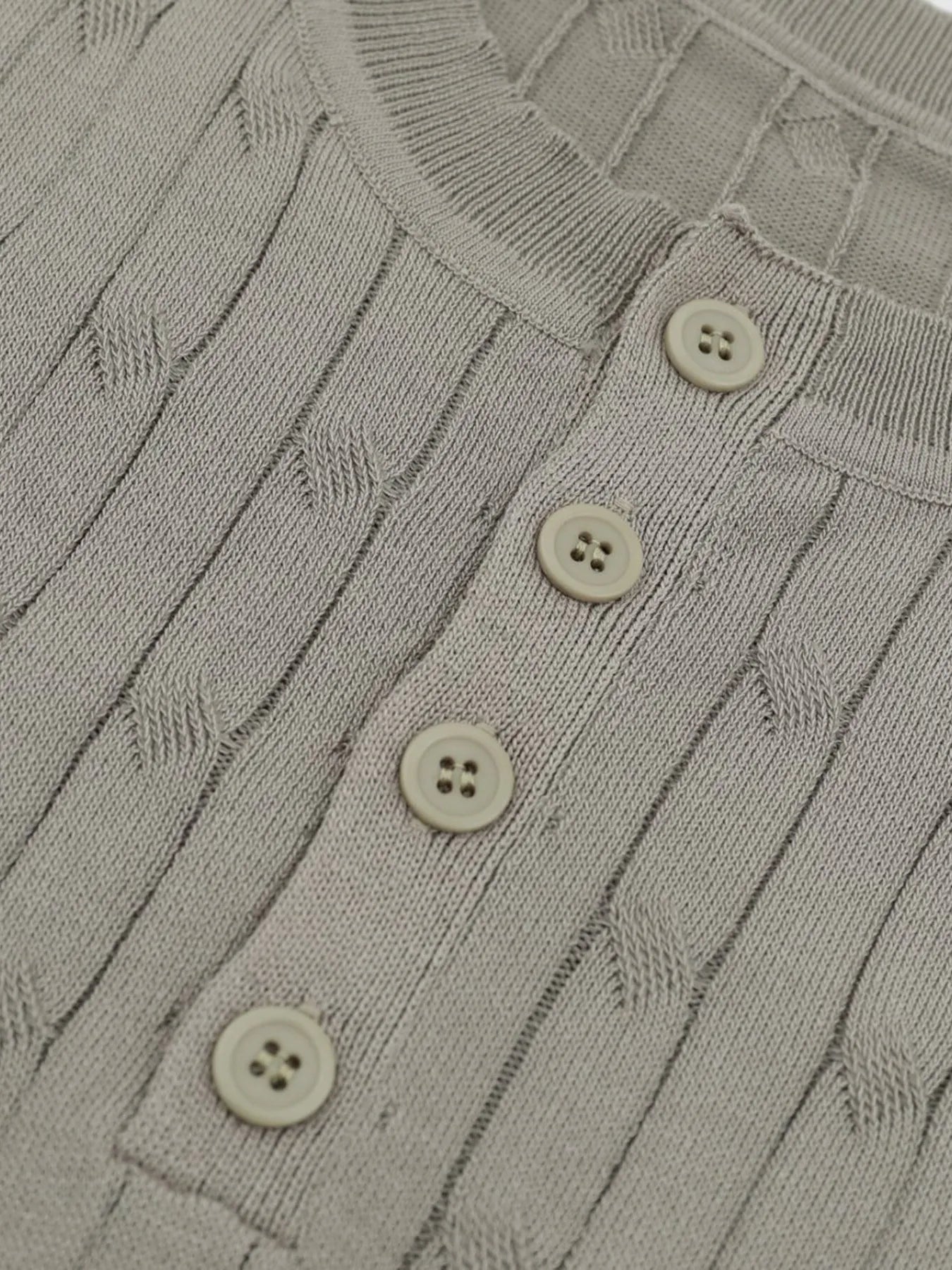 Men's Casual Knit Button Henley T-Shirt with Textured Pattern - Farnelli