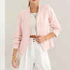 HYFVE Open Front Ruched Sleeve Blazer - Blush