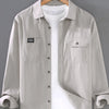 Men's Plus Size Button Up Long Sleeve Shirt - Light Gray