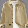 Men's Plus Size Button Up Long Sleeve Shirt - Khaki