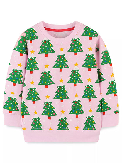 Children's Christmas Tree Print Crewneck Sweatshirt - Farnelli