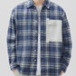 Men's Plus Size Plaid Button Down Shirt with Contrast Pocket - Farnelli