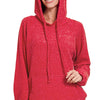 Zenana Brushed Hacci Melange Hooded Sweater - DK RED