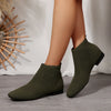 Mesh Knit Ankle Boots with Stretch Comfort Fit - Military Green