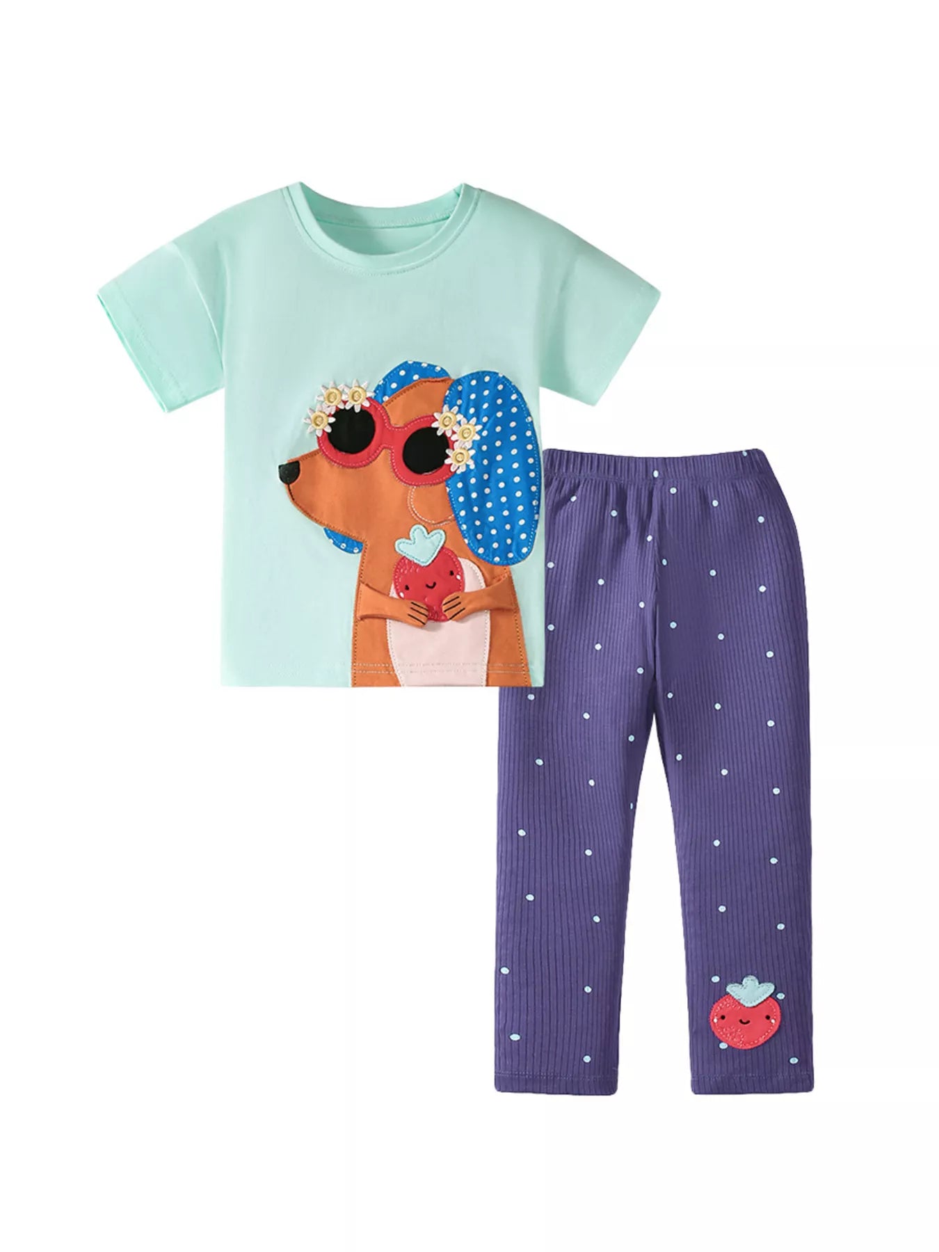 Children's Animal Tee and Polka Dot Leggings Set - Farnelli