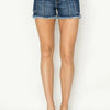 RISEN Raw Hem Denim Shorts with Pockets - Dark