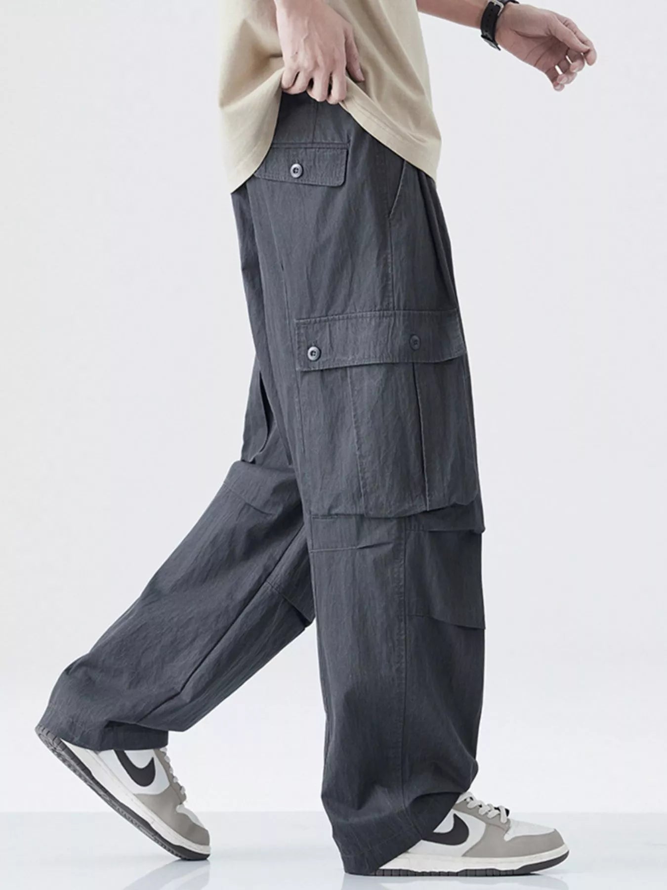 Men's Drawstring Wide Leg Cargo Pants - Farnelli