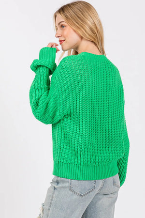 SAGE + FIG Round Neck Drop Shoulder Sweater - Farnelli