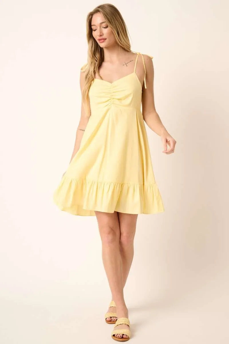 Mittoshop Ruched Detail Spaghetti Tie Mini Dress - Farnelli