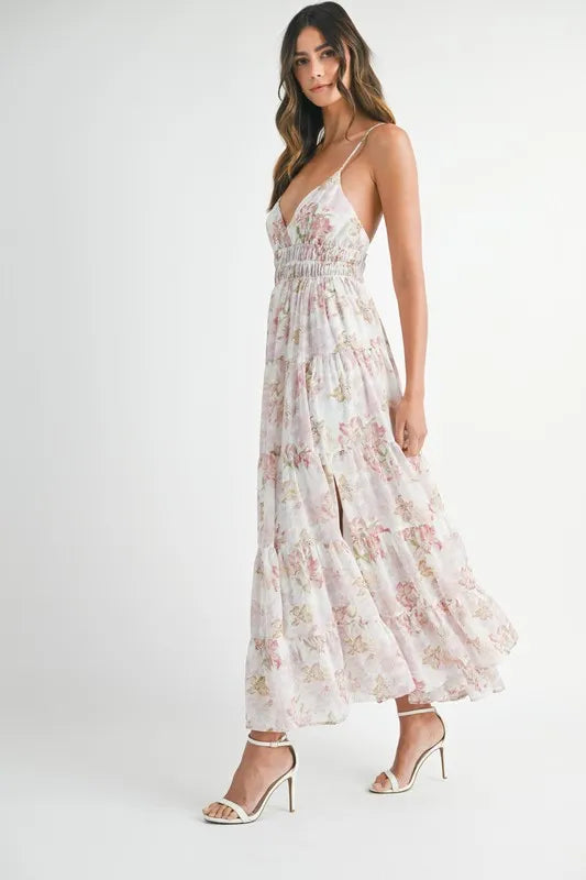 MABLE Floral Print Tiered Cami Maxi Dress - Farnelli
