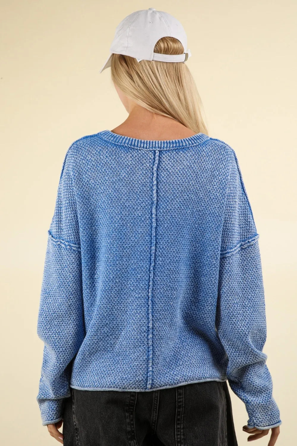 VERY J Mineral Washed Exposed Seam Sweater - Farnelli