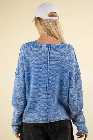 VERY J Mineral Washed Exposed Seam Sweater - Farnelli