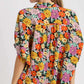 Umgee Full Size Flower Print Boxy Cut Button Down Shirt Plus Size - Farnelli