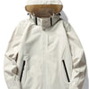 Men's Plus Size Hooded Waterproof Zip Up Jacket - Ivory