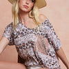 BiBi Leopard Stripe Printed Jersey T-Shirt - BLUSH COMBO