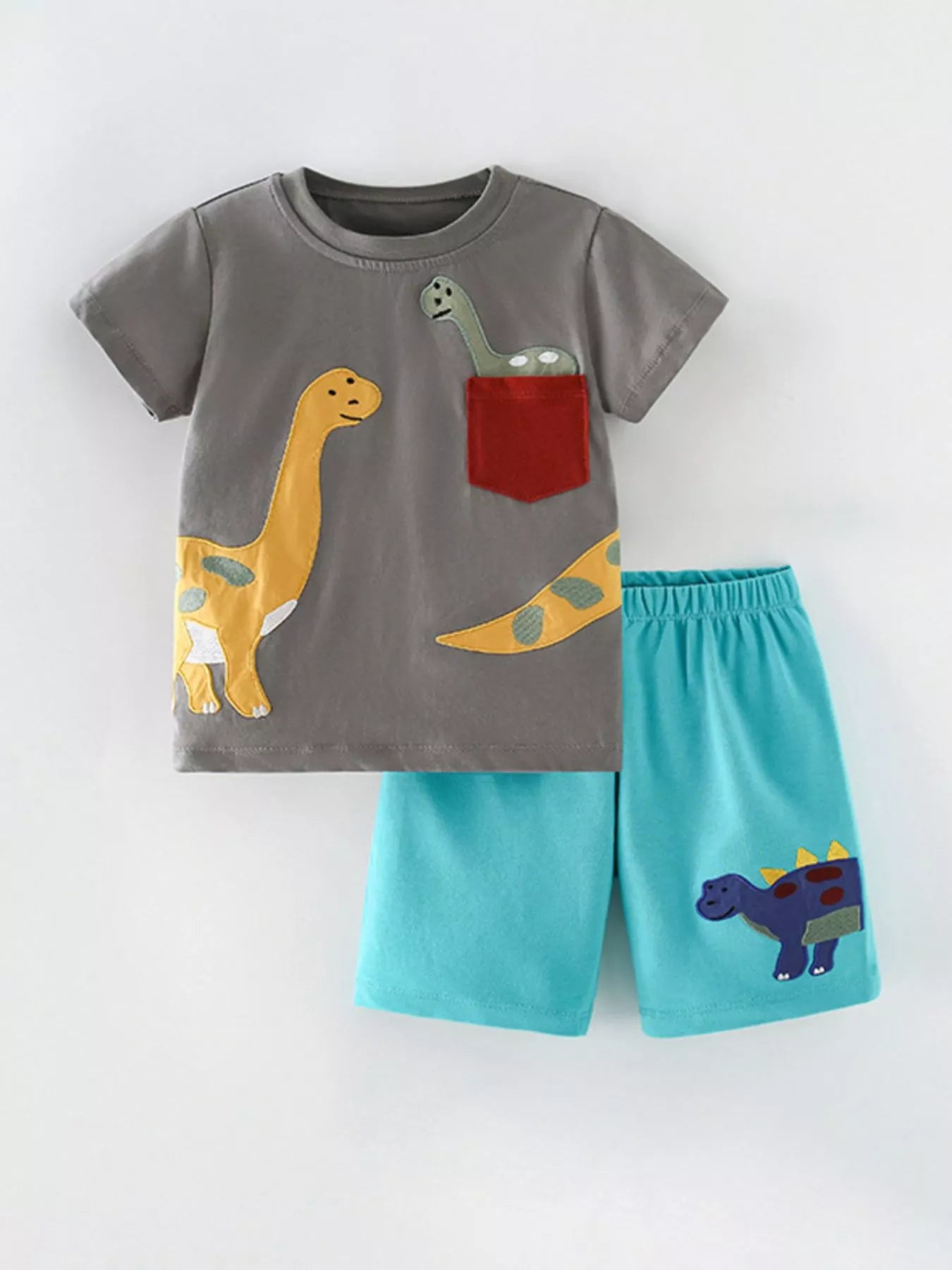 Children's Dinosaur Applique T-Shirt and Shorts Set - Farnelli