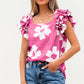 Mazie Floral Ruffled Short Sleeve Blouse - Farnelli