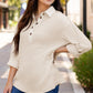 Arianna Waffle  Half Button Top. - Farnelli