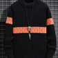 Men's Plus Size Color Block Round Neck Sweater - Farnelli
