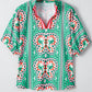 Kamiyah Boho Abstract Striped Collared V Neck Blouse - Farnelli