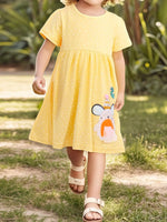 Children's Round Neck Cartoon Polka Dot Dress - Farnelli