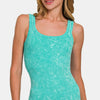 Zenana Ribbed Scoop Neck Tank - Turquoise