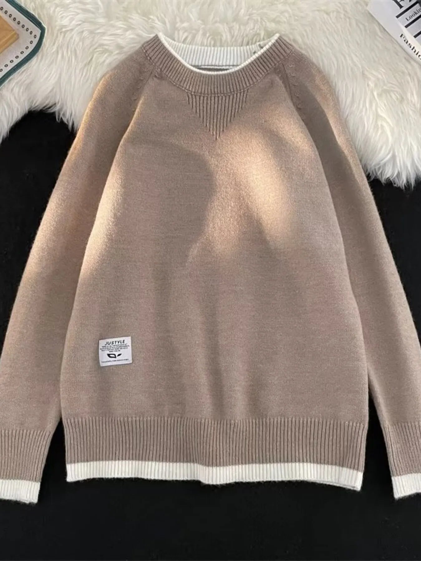 Men's Ribbed Hem Long Sleeve Sweater - Farnelli