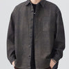 Men's Plus Size Button Up Long Sleeve Shirt - Dark Gray