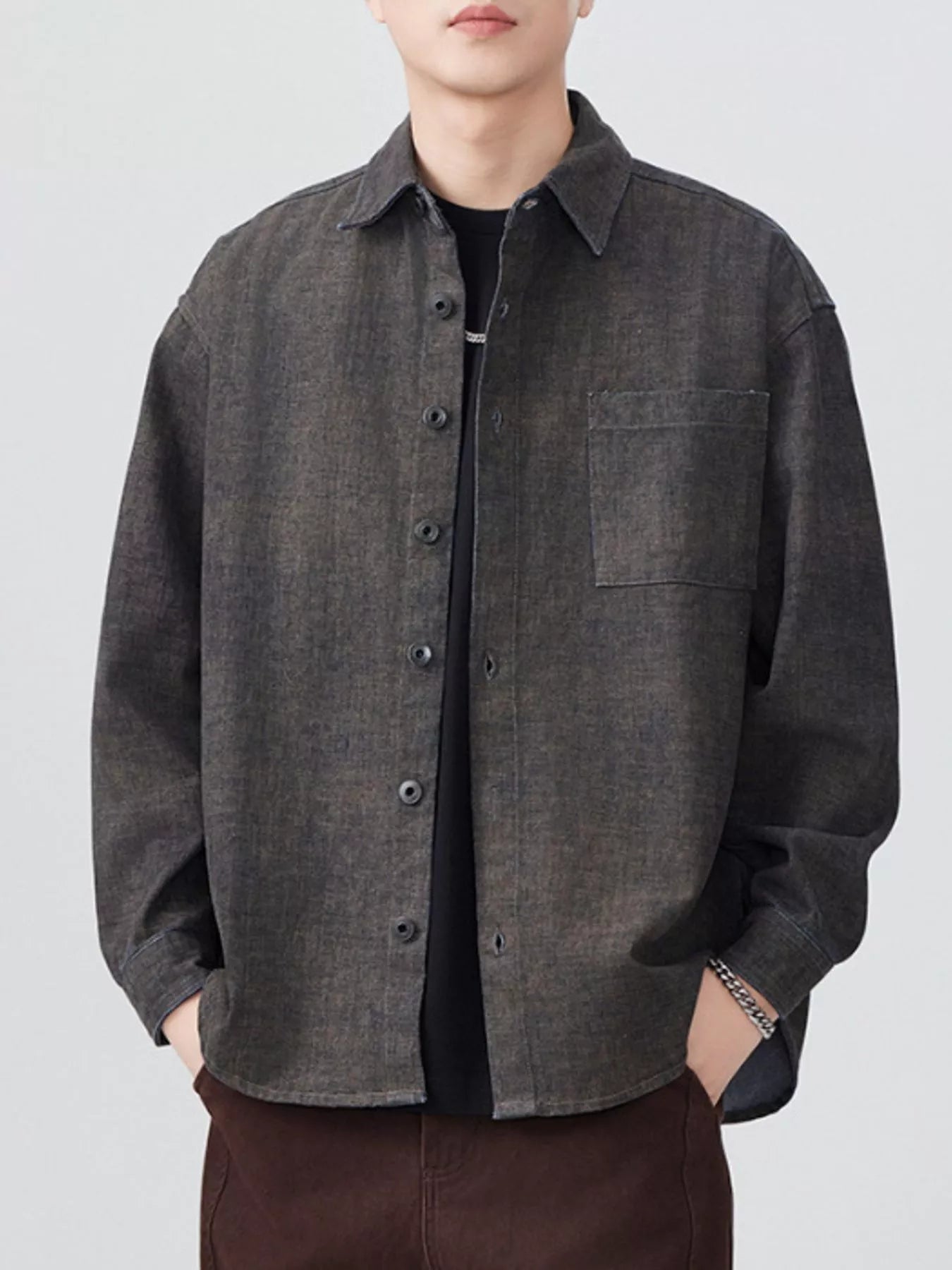 Men's Plus Size Button Up Long Sleeve Shirt - Farnelli