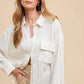 Annie Wear Openwork Button Down Drop Shoulder Shirt - Farnelli