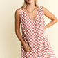 Jade By Jane Plus Size Back Tie Sleeveless Plaid Romper with Pockets - Farnelli