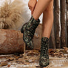 Lace Up Block Heels Boots - Green