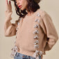 SO ME Checkered Plaid Tape Lace Up Ribbed Sweater - Farnelli