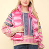 VERY J Shiny Metallic Zip Up Puffer Vest - Pink