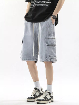 Men's Full Size Wash Drawstring Cargo Shorts Plus Size - Farnelli