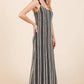 GeeGee Plus Size Striped Scoop Neck Beaded Strap Maxi Cami Dress - Farnelli