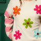 BiBi Colorful Floral Patched Sweater with Striped Sleeve - Farnelli