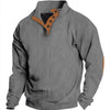 Men's Full Size Button Detail Long Sleeve Sweatshirt Plus Size - Dark Gray