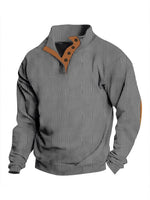 Men's Full Size Button Detail Long Sleeve Sweatshirt Plus Size - Farnelli