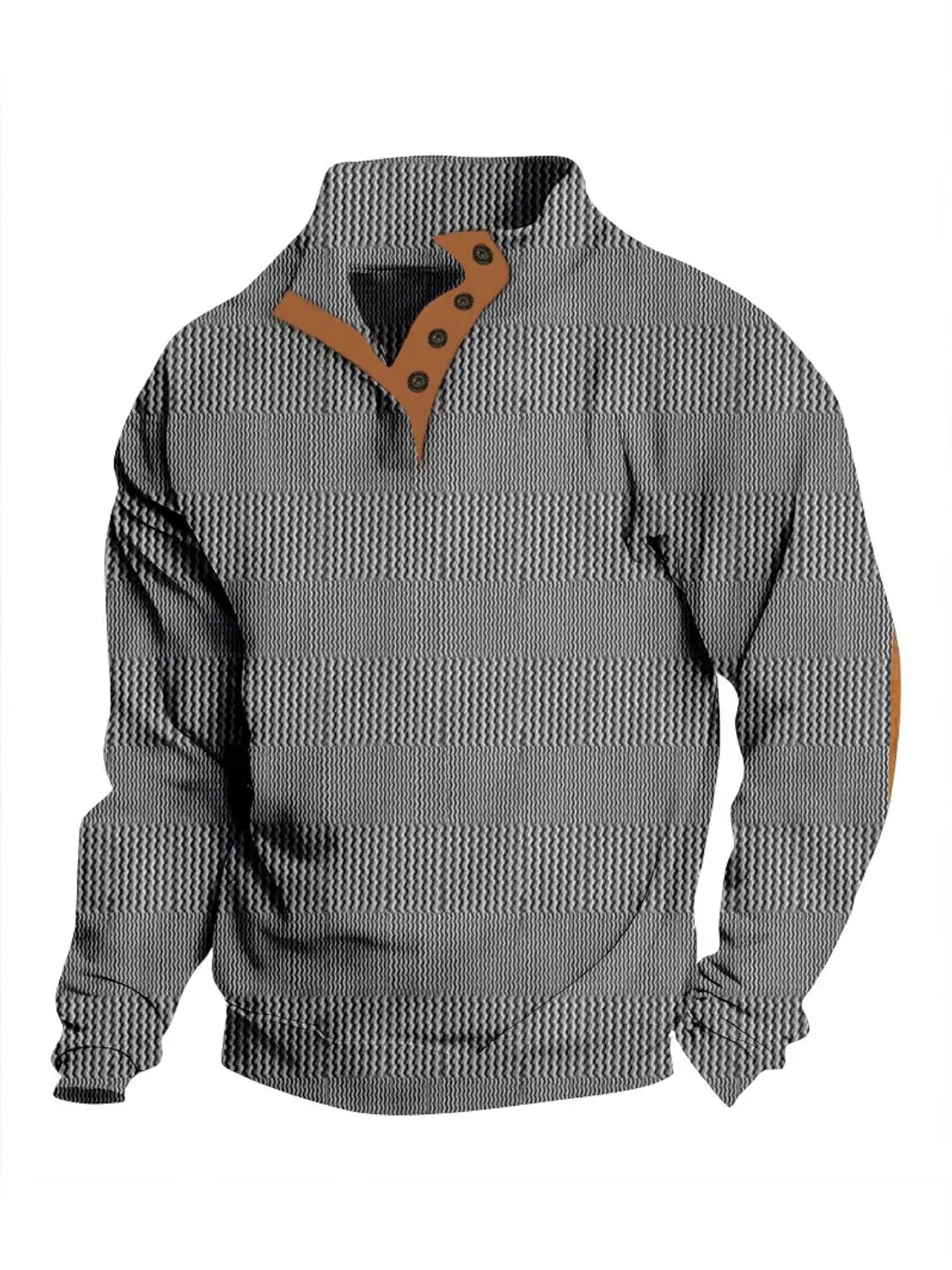Men's Full Size Button Detail Long Sleeve Sweatshirt Plus Size - Farnelli