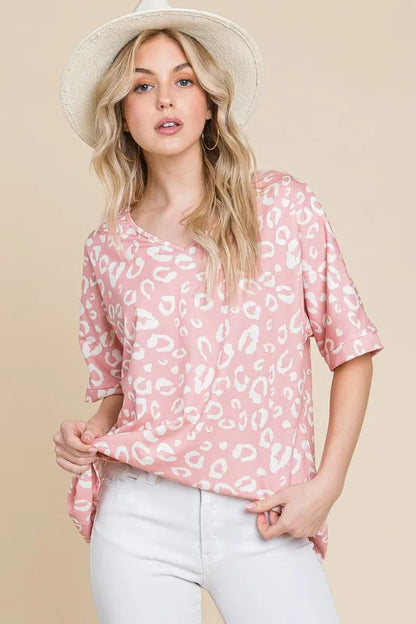 BOMBOM Loose Fit Animal Print Soft Knit Top - Farnelli