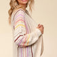 Haptics Full Size Striped Crochet Open Front Cardigan - Farnelli