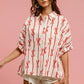 BiBi Bow Ribbon Woven Printed Button Down Shirt - Farnelli