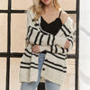 ADORA Horizontal Stripes Hoodie Cardigan - IVORY